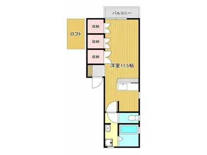 ラピスラズリ(ワンルーム/2階)の間取り写真