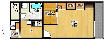 レオパレス夢3番館(1K/2階)の間取り写真