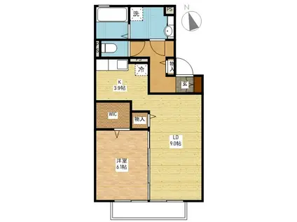 ピアチェボーレ(1LDK/2階)の間取り写真