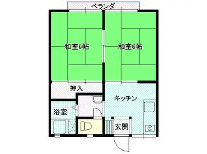 サンプラザ都南(2K/1階)の間取り写真