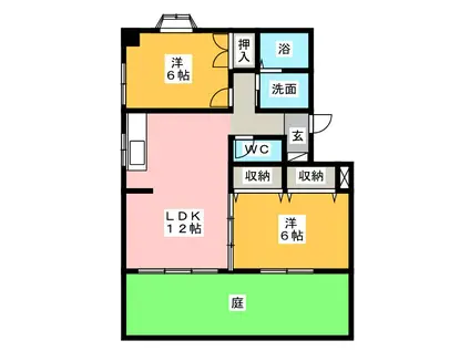 サウスビラミヤ(2LDK/1階)の間取り写真