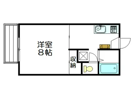 サンヒルズ庄原A(1K/1階)の間取り写真