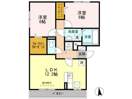 スウィート松本(2LDK/3階)の間取り写真