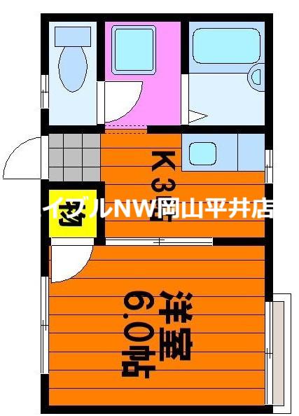 コーポK(1K/2階)の間取り写真