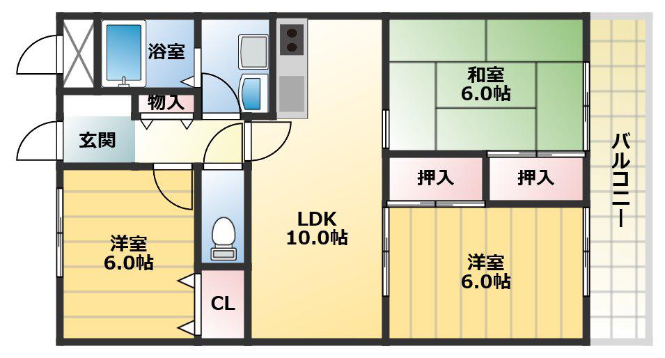 アルカザーレ国分西(3LDK/5階)の間取り写真