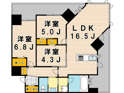 GRACE HAPISA 西小倉 RESIDENCE(3LDK/3階)の間取り写真