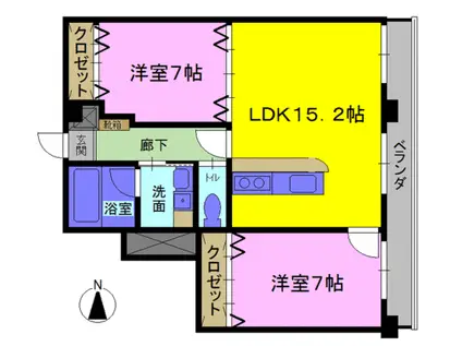 堀川ビル(2LDK/5階)の間取り写真