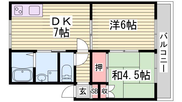 ハイツ西庄(2DK/2階)の間取り写真