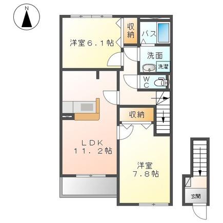 プラケーレ(2LDK/2階)の間取り写真