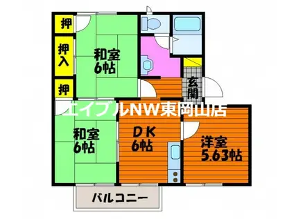 メゾンイーストC棟(3DK/1階)の間取り写真