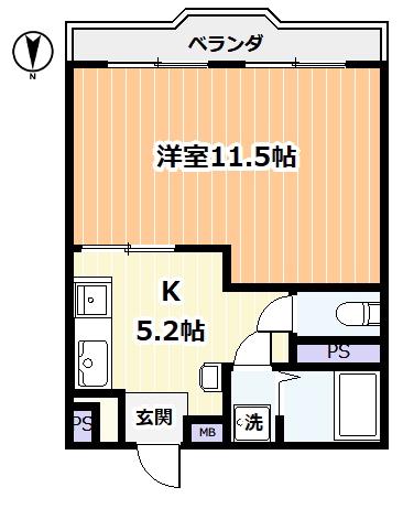 朝日マンション(1K/2階)の間取り写真