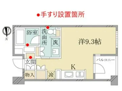プラウドジェム世田谷経堂(ワンルーム/1階)の間取り写真