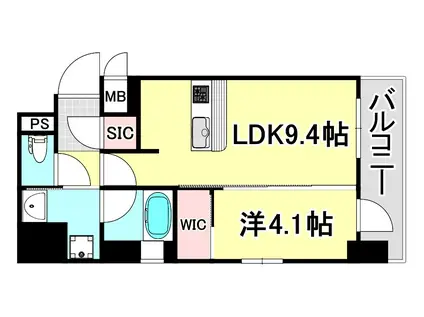 エステムコート新神戸II駅前山手(1LDK/9階)の間取り写真