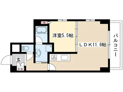 スタジオスクエア大須(1LDK/3階)の間取り写真