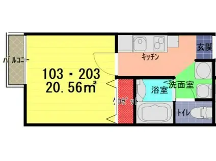 春日部市緑町6AP2(1K/1階)の間取り写真