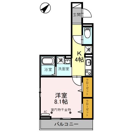 Tスクエア越ケ谷(1K/1階)の間取り写真