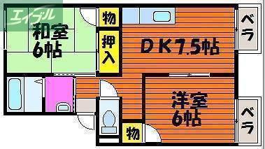グランドール藤岡(2DK/2階)の間取り写真