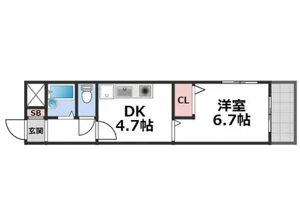 アドバンス新今里(1DK/4階)の間取り写真