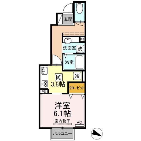 PAISIBLE PALAIS(1K/1階)の間取り写真