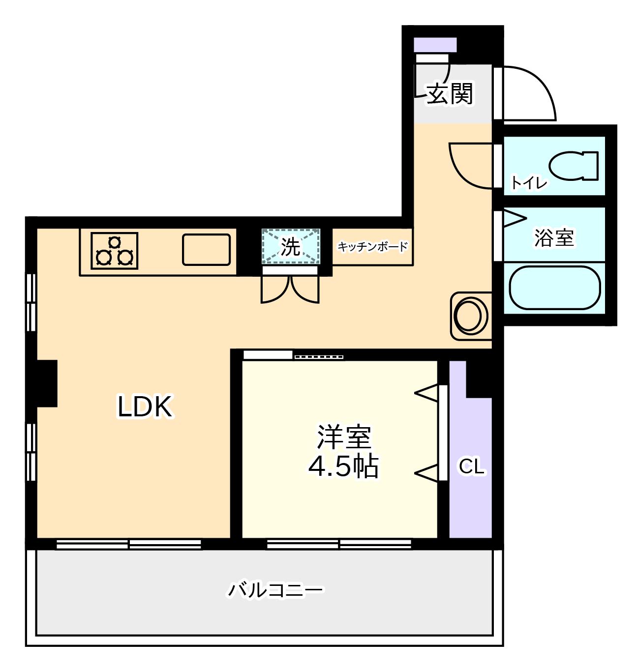 スペースファイブ(1LDK/4階)の間取り写真