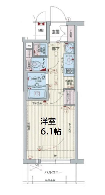 プレサンス心斎橋ルティア(1K/7階)の間取り写真