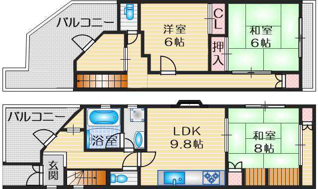 サンシャインセブン(3LDK/4階)の間取り写真