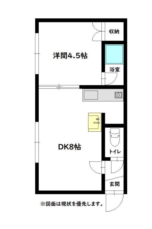 エスポワール22(1DK/1階)の間取り写真