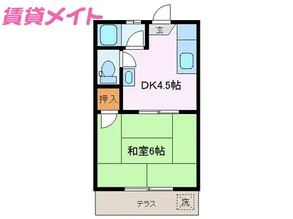 青葉ハイツ(1DK/2階)の間取り写真