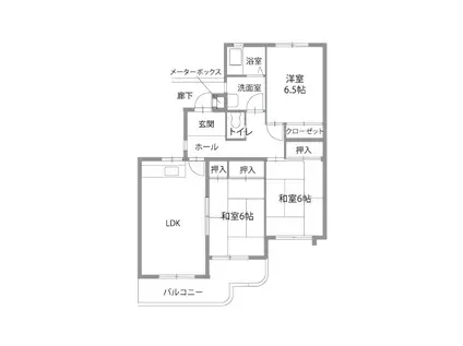 打出荘 T-A棟(3LDK/1階)の間取り写真
