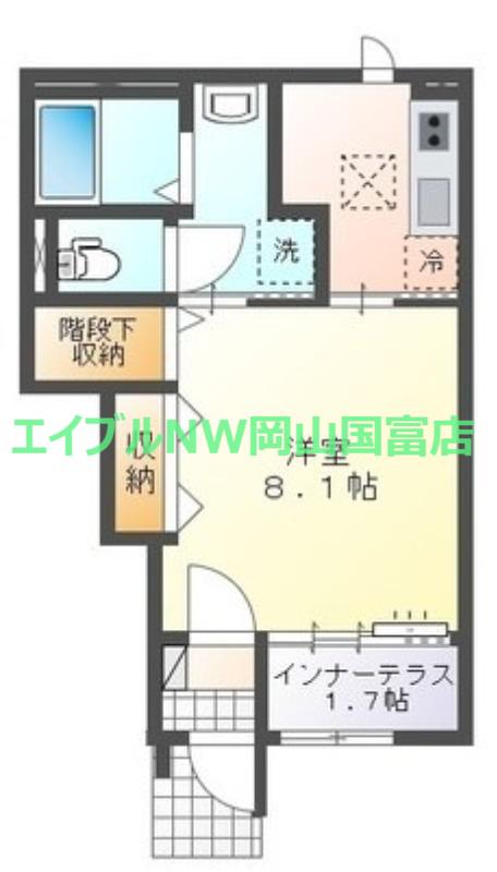 ルミエールII(1K/1階)の間取り写真