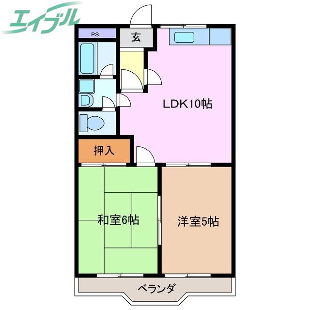 プラムコート(2LDK/3階)の間取り写真