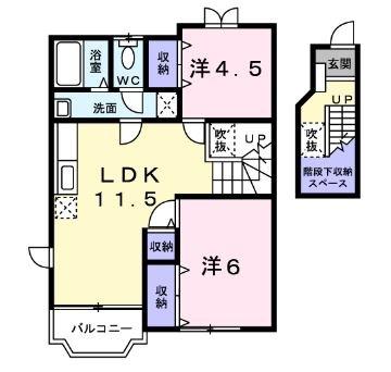 クレストール飛天B(2LDK/2階)の間取り写真