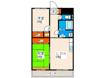 グリーンパーク橋本(2LDK/2階)の間取り写真