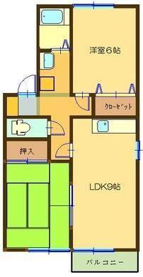 セジュールシャルダン(2LDK/1階)の間取り写真