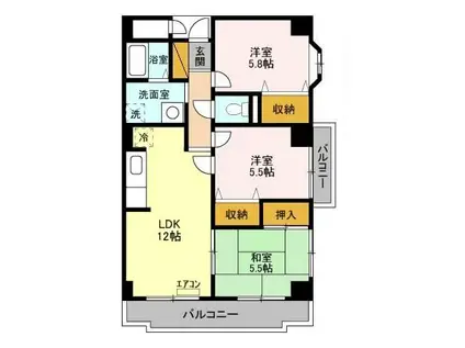 ハーヴェスト本郷(3LDK/2階)の間取り写真