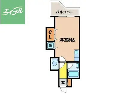 エススリーでじま(ワンルーム/4階)の間取り写真