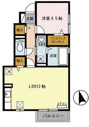 プランドール田寺東(1LDK/1階)の間取り写真