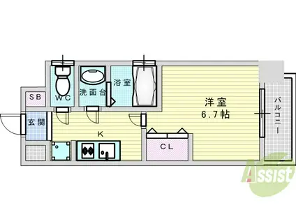 サンレムート・江坂ウエスト(1K/9階)の間取り写真