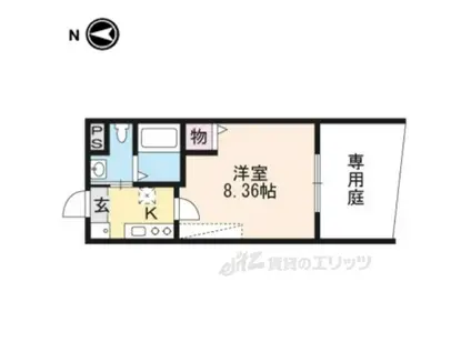 フラッティ千本下長者町(1K/1階)の間取り写真