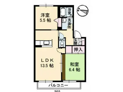 ボナールウエスト(2LDK/2階)の間取り写真