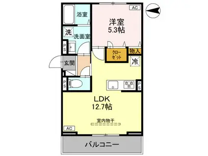D-ROOM 文京町3丁目(1LDK/2階)の間取り写真