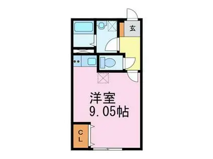 FAIRYII(ワンルーム/1階)の間取り写真