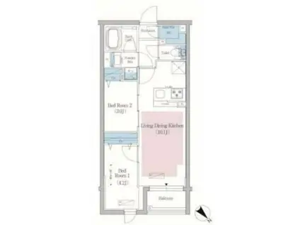 アーバネックス文京小石川(2LDK/4階)の間取り写真