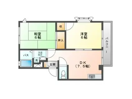 ゆったりポポABC(2DK/3階)の間取り写真