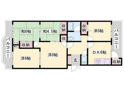 加古川鳩里団地5号棟(5DK/4階)の間取り写真
