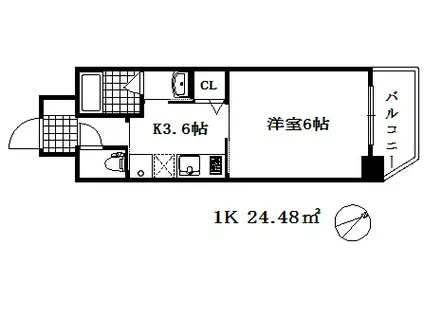 ワールドアイ神戸湊町(1K/2階)の間取り写真