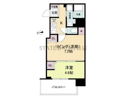 ヴィラ・セレーノ玉造本町(2K/4階)の間取り写真