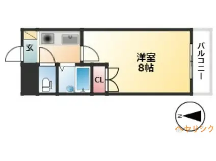 セントラルハイツ香呑(1K/2階)の間取り写真