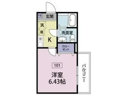 アジュール清瀬(1K/1階)の間取り写真