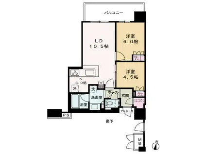 ザ・ファインタワー梅田豊崎(2LDK/41階)の間取り写真